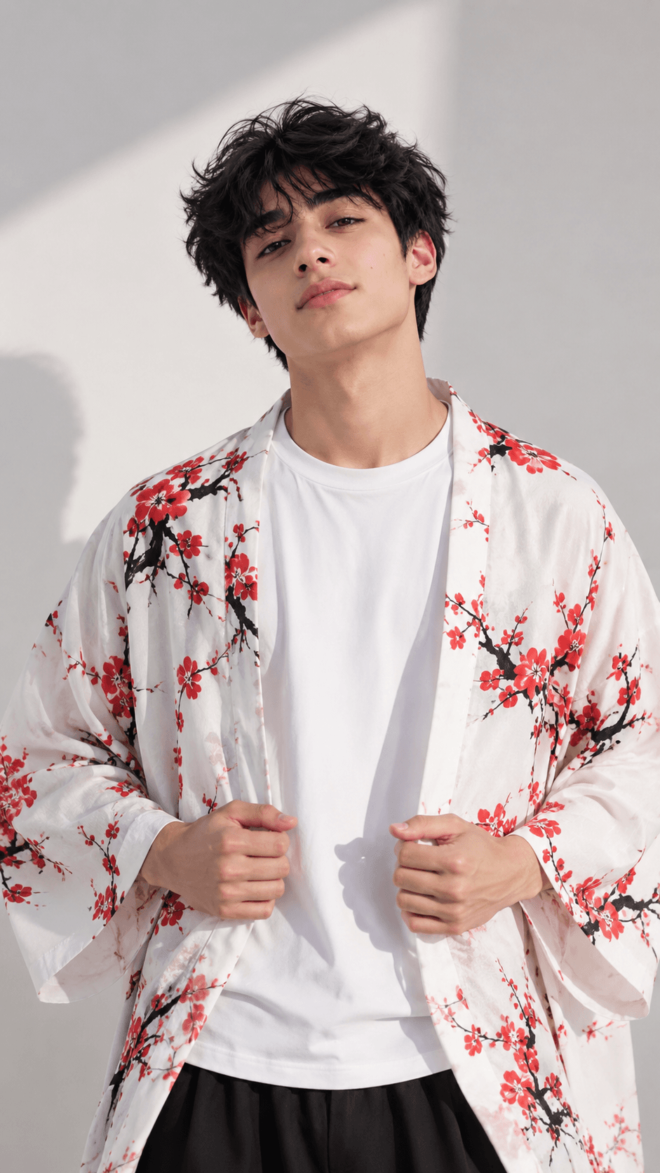 Japanese Cherry Blossom Haori AI Prompt: Viral Fashion Portrait Style